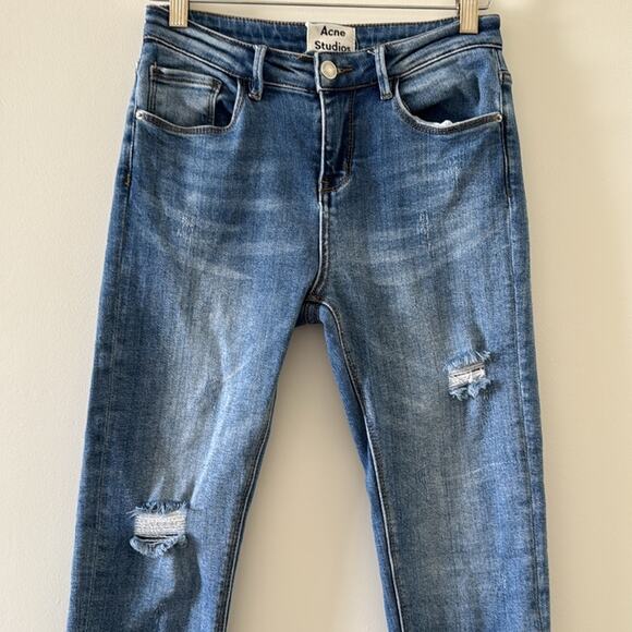 Acne Studios College Face Paw18 Distressed Frayed Hem Skinny Jeans Size 26 - Picture 2 of 6